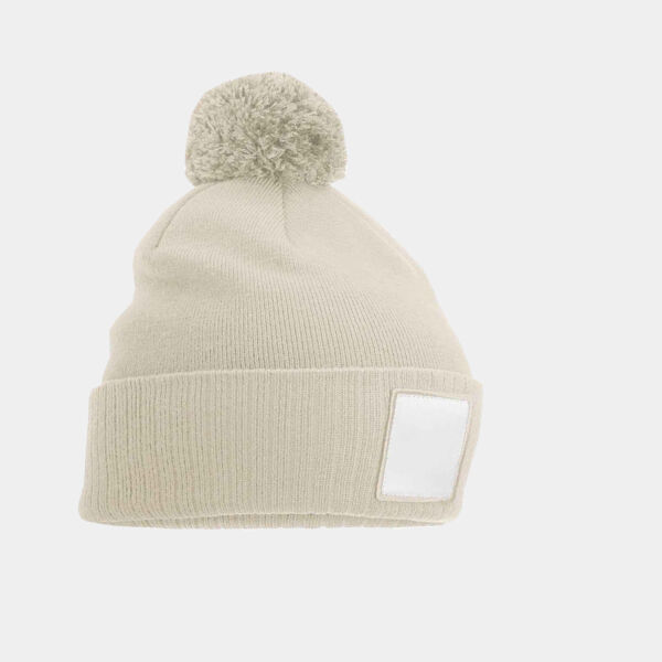 Beechfield Appliqué Patch Pom Beanie Thumbnail