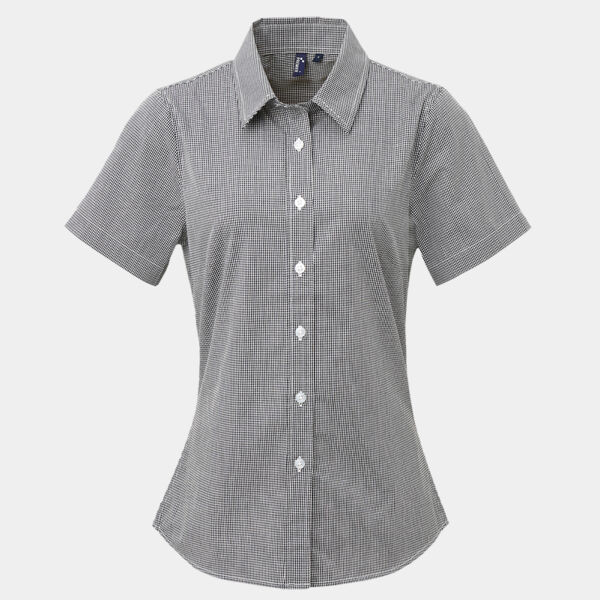 Premier Ladies Gingham Short Sleeve Shirt Thumbnail