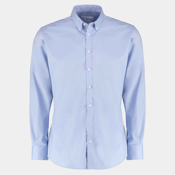 Kustom Kit Slim Fit Stretch Long Sleeve Oxford Shirt Thumbnail