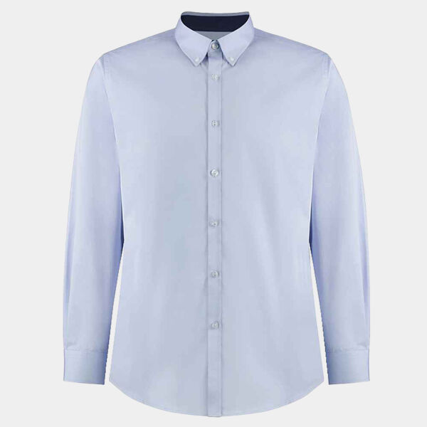 Kustom Kit Premium Long Sleeve Contrast Tailored Oxford Shirt Thumbnail